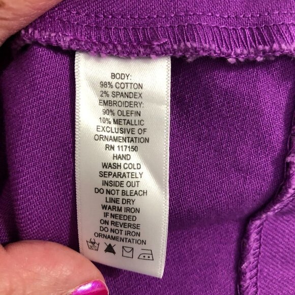 New Victor Costa Cotton Purple Beaded Jacket Metallic Gold Embroidery - Size XL - Picture 5 of 5